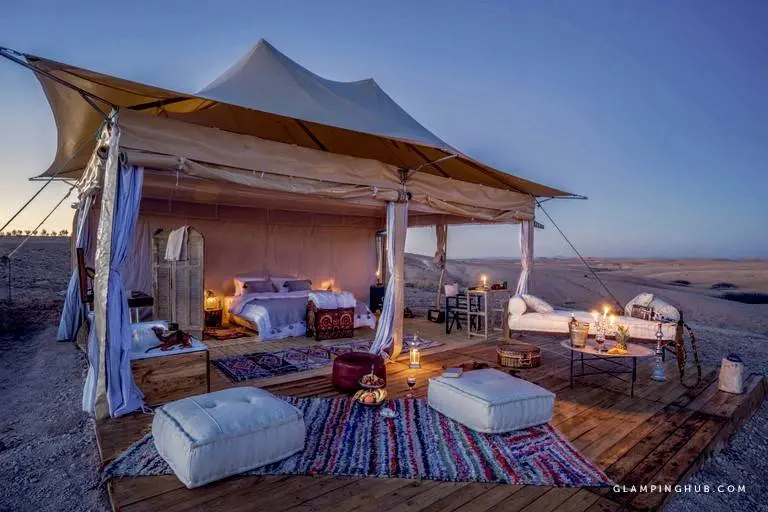 Agafay luxury desert tour from Marrakech — overnight camp with dinner